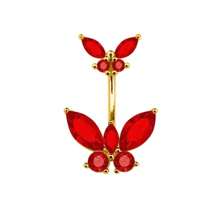 Phụ Nữ Đôi Kim Cương Zircon bướm phẫu thuật thép không gỉ rốn xuyên đồ trang sức thời trang rốn Vòng cơ thể xuyên đồ trang sức - Product Image 6