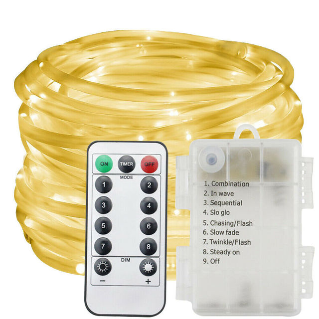 Battery Powered With Remote Control 8 Modes Color Changing Waterproof LED Strip Light Fairy Light LED Rope Lights Outdoor String