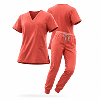 Ensemble de blouses médicales extensibles pour femmes Niaahinn, haut à col en V multi-poches et pantalon de jogging à cordon de serrage, logo personnalisé, uniforme d'infirmière OEM