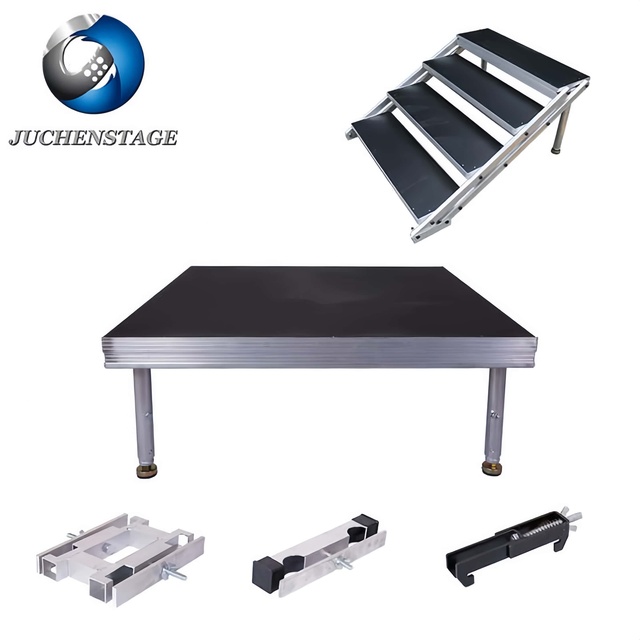 Aluminum 4Post Modular Stage Platform, Adjustable Height Portable Stage for Wedding Concert Outdoor Events