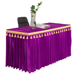 <span class=keywords><strong>Mantel</strong></span> Rectangular Moderno de Terciopelo de Poliéster Personalizado <span class=keywords><strong>con</strong></span> Borde de Borlas para Reuniones y Exposiciones - Product Image 4