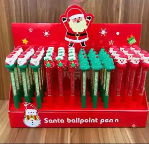 Fashion Top Sell Manufacturer Christmas Pen ECO Material Glitter Crystal ballpoint Pens 0.7mm For Gift Stationery Stores