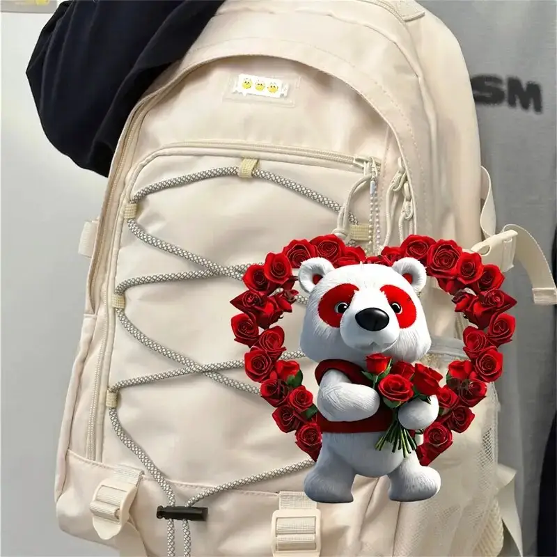 2D Acrylic Flat Pendant Car Decoration Pendant Flower Wreath Bear Backpack Keychain Decoration The Best Gift For Holiday Gifts