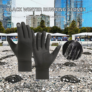 Gants de course BAX classiques noirs imperméables unisexes en silicone respirant à doigts courts avec poignées en acrylique/coton pour l'équitation - Product Image 2