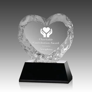 Trofeo a Forma di Cuore in Cristallo K9 Texturizzato, Premio per Donazioni Benefiche, Regalo Aziendale per Team - Product Image 1