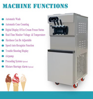 Machine à glace commerciale 25-28L/H, 3 saveurs, automatique, pour la fabrication de glaces aux fruits, machine à glace molle
