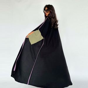 Abaya Cardigan de Seda <span class=keywords><strong>Medina</strong></span> con Puños Abiertos, Elegante y Modesta, Ropa Islámica para Mujeres Musulmanas de Dubái, Abaya Turca al por Mayor - Product Image 4