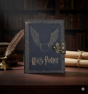 Carnet en cuir gaufré « Golden Snitch » fait main, journal celtique avec papier à bords festonnés, cahiers fantaisie pour cadeaux - Product Image 2