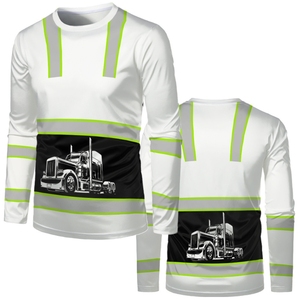 T-shirts de sécurité à manches longues personnalisés pour hommes, construction, déménagement, <span class=keywords><strong>haute</strong></span> <span class=keywords><strong>visibilité</strong></span>, respirants, protection solaire, réfléchissants, ANSI Classe 3 - Product Image 3