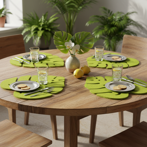 Linea tropicale Set di 4 foglie di vetro poggia impermeabile in feltro eco-friendly in metallo tovagliette per decorazioni per la casa per ristoranti - Product Image 3
