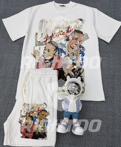 <span class=keywords><strong>T</strong></span>-<span class=keywords><strong>shirt</strong></span> court à imprimé graphique personnalisé sur toute la surface, style streetwear, coupe ample pour hommes et ensemble court deux pièces pour hommes - Product Image 5