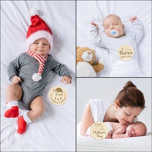 Tarjetas de hito de bebé para fotos 15 tarjetas personalizar y decir hola al nacimiento y tarjeta <span class=keywords><strong>mensual</strong></span> marcador de género neutro regalo de decoración de madera - Product Image 6