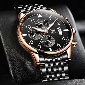 OLEVS 2869 Luxury Classic Design Luxury Gold Oem Custom Logo Steel Reloj Multifunctional Chronograph Quartz Wristwatch For Man