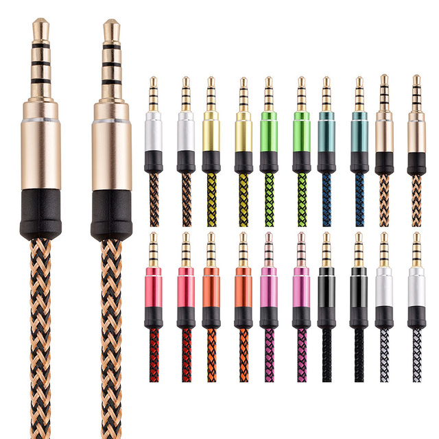 Factory Nylon Jack 3.5mm Audio Cable Stereo Car Aux Cable for Car Cellphone Headset Speaker