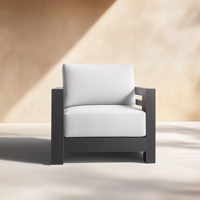 Fauteuil de salon d'extérieur en aluminium thermolaqué, moderne, imperméable, avec coussin à séchage rapide, pour hôtel et jardin
