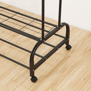 Perchero de tela de doble poste de <span class=keywords><strong>Metal</strong></span>, organizador de ropa, tendedero de dormitorio, perchas de <span class=keywords><strong>Metal</strong></span> para ropa, armario con rueda - Product Image 3