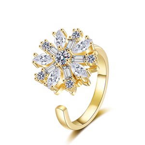 Vintage Inspired Floral <b>Adjustable</b> <b>Ring</b> Silver Plated Copper Alloy <b>Rings</b> Elegant Handcrafted Featuring Brilliant Zircon <b>Rings</b> - Product Image 1