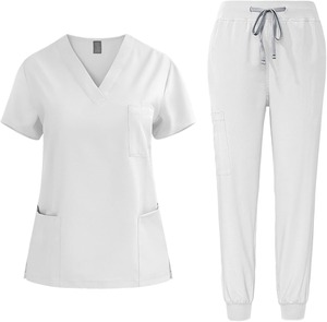 Ensemble d'uniformes médicaux légers et extensibles pour clinique, pantalon de jogging, col montant, pour infirmières et personnel hospitalier - Product Image 4