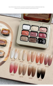 Ensemble de vernis gel en 9 couleurs, nuances translucides nude et brunes, gel UV LED à retirer par trempage pour la décoration des ongles - Product Image 4