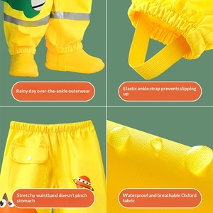 Pantalon de pluie personnalisable pour enfants de maternelle, imperméable, en tissu Oxford avec revêtement PU, motif dessin animé réfléchissant, pour garçons et filles - Product Image 3