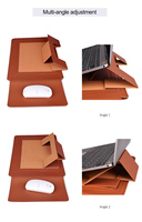 Sac Housse de Transport Fin et Étanche en Cuir PU pour Ordinateur Portable 13, 14, 15 Pouces avec Logo Personnalisé, Support et Tapis de Souris Intégrés pour Macbook