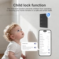 Interrupteur mural intelligent WiFi 4x4 avec écran, étiquette personnalisable en 10+ langues, norme américaine, 6/8 boutons poussoirs, compatible Tuya Smart Home et Alexa