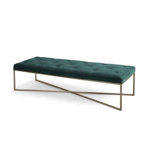 Moderne maison chambre bouton repose-pieds tissu doré jambes salon <span class=keywords><strong>capitonné</strong></span> <span class=keywords><strong>velours</strong></span> pouf banc - Product Image 6