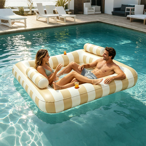 Î<span class=keywords><strong>le</strong></span> flottante gonflable d'extérieur, double flotteur <span class=keywords><strong>de</strong></span> piscine, hamac aquatique pour 2 personnes avec centre en maille et porte-gobelets pour <span class=keywords><strong>le</strong></span> <span class=keywords><strong>lac</strong></span> - Product Image 1