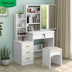 Factory Price New Modern Simple Ladies <strong>Dressing</strong> <strong>Table</strong> Chair Makeup <strong>Table</strong> Dresser Make up Set with Led Mirror Designs Nordic - Product Image 1