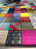 Belle couleur personnalisée jaune velours tissu modulaire matelas canapé Pouf canapé ensemble pour arabe inde maroc salon