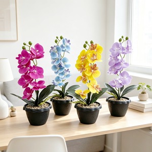 Orchidée Phalaenopsis artificielle en pot, 35 pouces, en caoutchouc souple, pour la décoration intérieure - Product Image 1