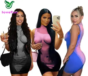 Nova Chegada 2023 Verão das Mulheres O Pescoço 3d Corpo Nu Imprimir Vestido Curto Sexy Sem Mangas Forma Do Corpo Imprimir Vestidos Casuais