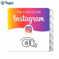 Cartes d'avis NFC Instagram en acrylique de 12 cm, autocollant 'Touchez pour évaluer', obtenez des étoiles, sans contact, RTS pour restaurant, hôtel, logo personnalisé, OEM, ODM