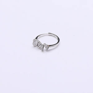 Accessoires de bijouterie DIY en argent S925, porte-perle creux à bouche ouverte avec torsades de pâte frite, bague ouverte faite à la main pour femme - Product Image 1