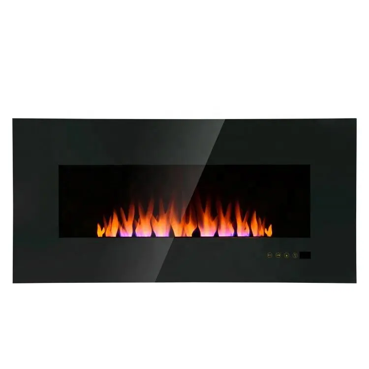 Hanging fireplace flame effect lighting wall mounted with electric fireplace modern glass frame