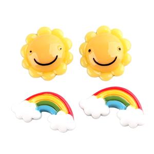 Cabochon à dos plat en résine écologique tournesol arc-en-ciel bricolage porte-clés pour téléphone portable et décorations pour enfants - Product Image 1