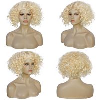 Bonnet de cheveux + Perruque blonde bouclée pour femme 613 courte, idéale pour cosplay, fête d'Halloween, costume adulte, fabriqué en Chine