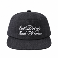 Casquette Snapback Unisexe en Coton Noir à Carreaux, Visière Plate, Broderie 3D 'Eat Drink', 5 Panneaux, Réglable, Style Hip Hop