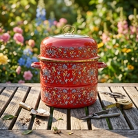 Grande cocotte classique en émail de porcelaine écologique, résistante à la chaleur, compatible four, facile à nettoyer, multi-usages pour le camping