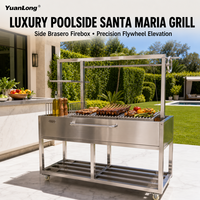 Barbecue au charbon de bois de style argentin robuste en acier inoxydable Santa Maria avec levage manuel par volant