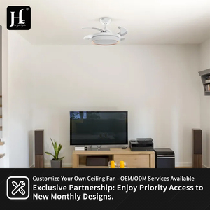 Ventilateur de plafond moderne pour bureau à domicile avec lumière LED, télécommande, design rétractable, variateur d'intensité, pales de 36/42 pouces, garantie de 3 ans sur le moteur DC - Product Image 6
