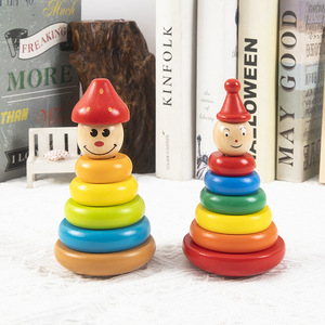Jouet d'empilage en bois pour enfants, tour arc-en-ciel, jeu d'<span class=keywords><strong>activités</strong></span> parent-enfant, éducation précoce, animaux, nature, puzzle - Product Image 1
