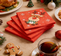Serviettes en papier jetables imprimées avec des rennes de Noël mignons, décoration de table de Noël d'hiver, fournitures pour fête de Noël
