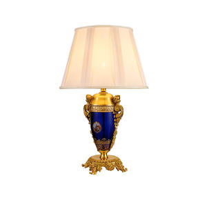Brass <strong>Art</strong> <strong>Deco</strong> Trophy <strong>Table</strong> Lamp Fabric <strong>Lampshade</strong> French Vintage Luxury Living Room Bedroom Study <strong>Table</strong> Top Decorative Lights - Product Image 6