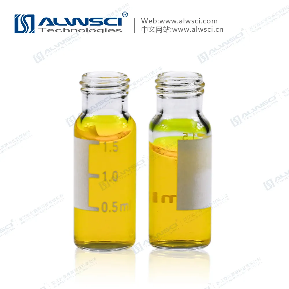 ALWSCI 2mL 투명 유리 12x32mm 평면베이스 9-425 나사 나사 유리 병 라벨.