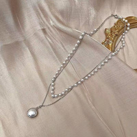Colliers double couche pour femmes Fine Jewelry INS Elegant Pearl Pendant Necklace