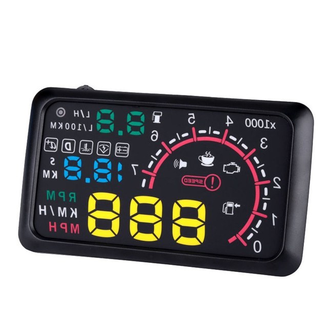 Car HUD Head up Display 5.5" KM/h & MPH Speeding Warning OBD2 Interface Windshield Projector Multiple-Color Bright Speeding Warn