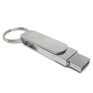 Llavero USB Giratorio de Metal Puro al por Mayor, Unidad Flash USB de 16GB 32GB 64GB Plateada, con Logotipo Personalizado - Product Image 3
