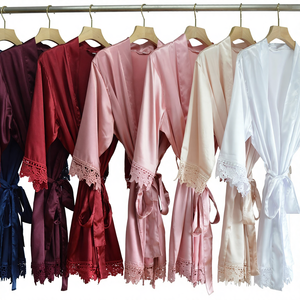 Robes en soie de luxe de haute qualité en gros pour femmes, <span class=keywords><strong>robe</strong></span> de mariée, <span class=keywords><strong>robe</strong></span> de <span class=keywords><strong>demoiselle</strong></span> <span class=keywords><strong>d</strong></span>'<span class=keywords><strong>honneur</strong></span>, <span class=keywords><strong>robe</strong></span> de satin pour fête de mariage, <span class=keywords><strong>robe</strong></span> de chambre avec bordure en dentelle, vêtements de nuit - Product Image 1