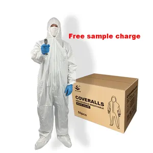 impervious microporous waterproof disposable chemical protective antistatic coverall hazmat suit blue